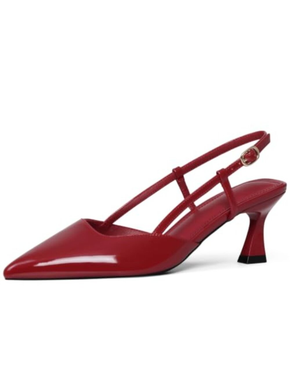 Marc Ford Women's Kitten Heels Slingback Pointed Toe Low Heels Buckle Strap
